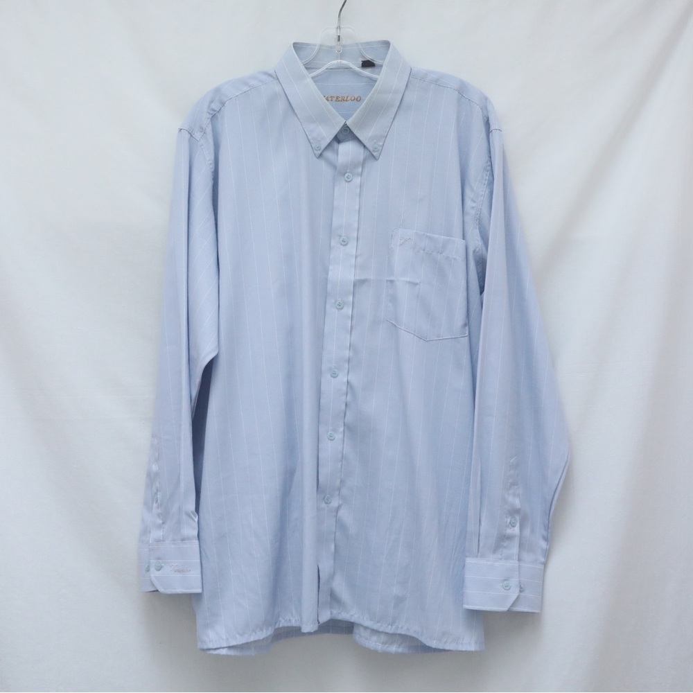 Vaterloo men's striped shirt 18/ 45 business office blue career formal XXL - Picture 9 of 9